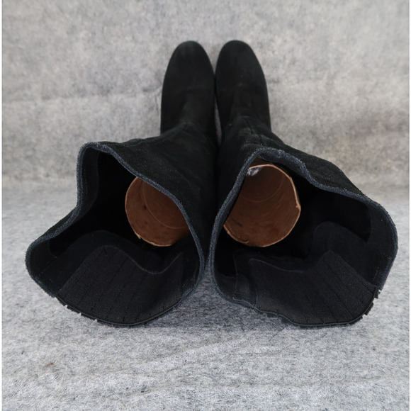 Colin Stuart Shoes Womens 6.5 Boots Tall Wedge Fashion Leather Pull On Black - Picture 10 of 16